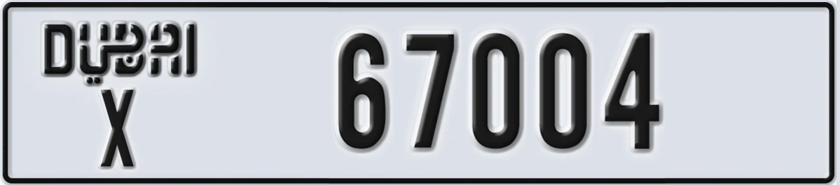 UAE License Plate Dubai X 67004
