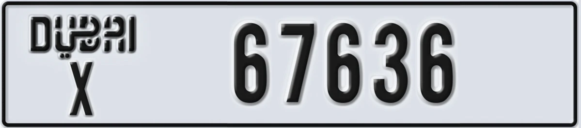 UAE License Plate Dubai X 67636
