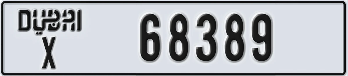 UAE License Plate Dubai X 68389