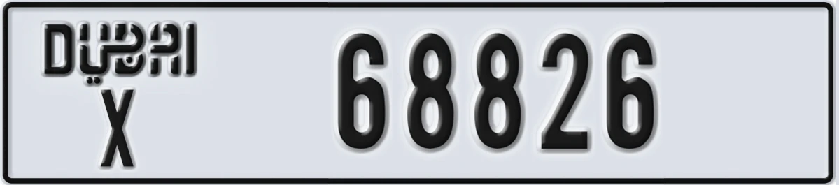 UAE License Plate Dubai X 68826