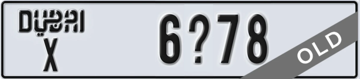 UAE License Plate Dubai X 6X78