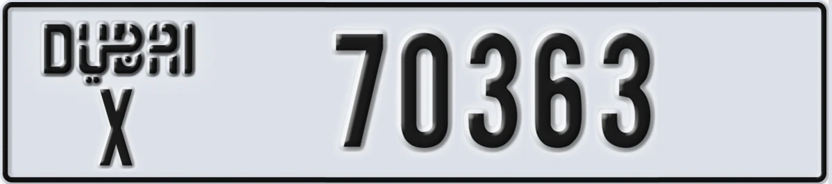 UAE License Plate Dubai X 70363