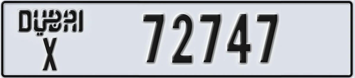 UAE License Plate Dubai X 72747