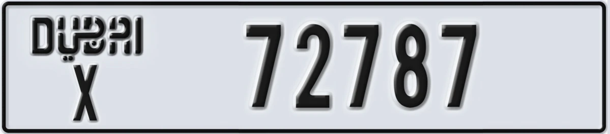 UAE License Plate Dubai X 72787