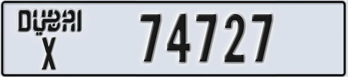 UAE License Plate Dubai X 74727