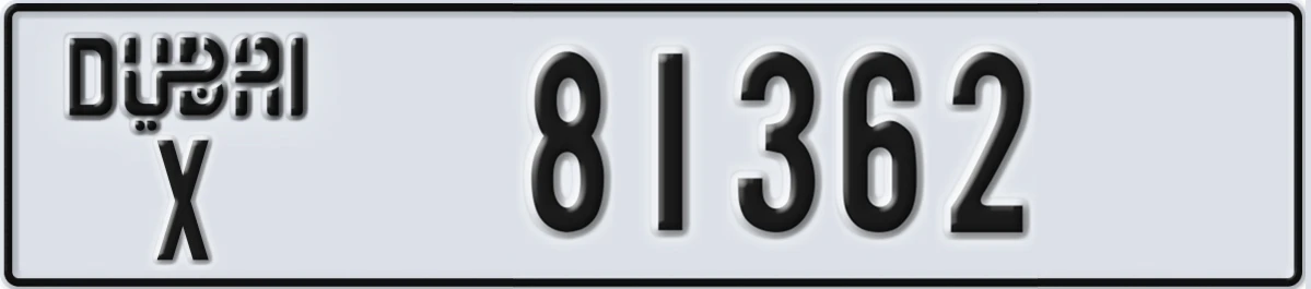 UAE License Plate Dubai X 81362