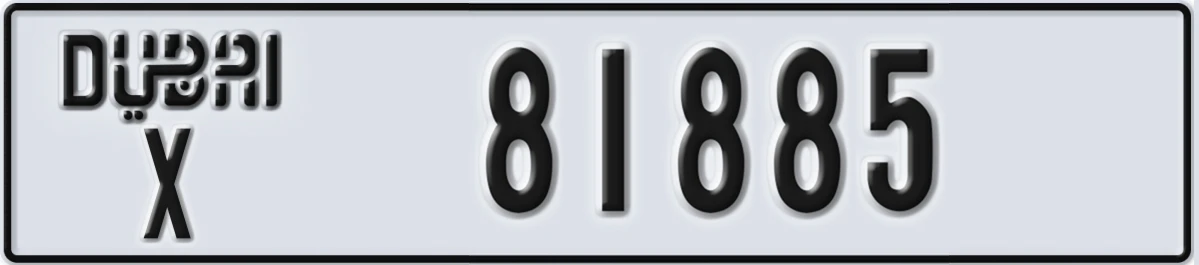 UAE License Plate Dubai X 81885