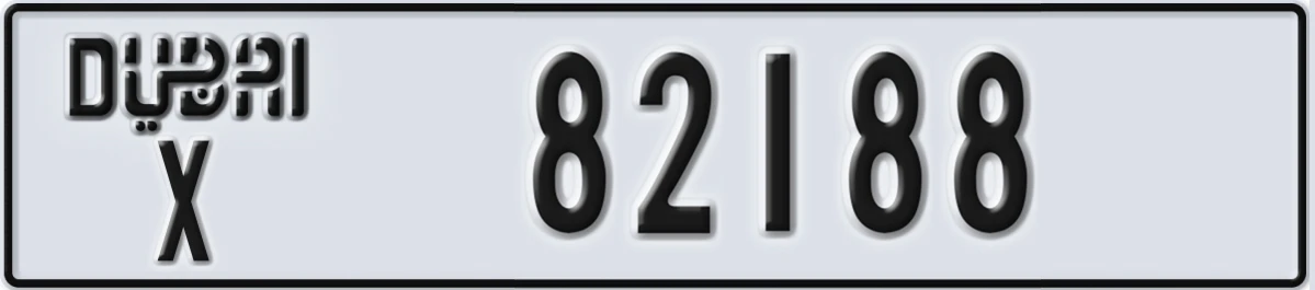 UAE License Plate Dubai X 82188