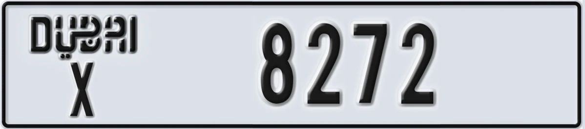 UAE License Plate Dubai X 8272