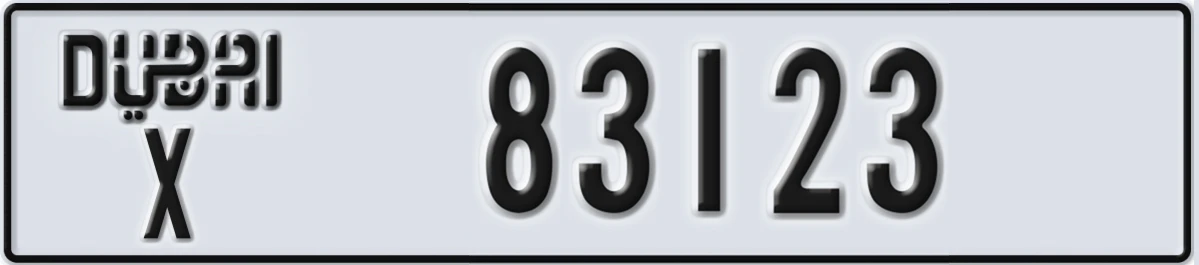 UAE License Plate Dubai X 83123
