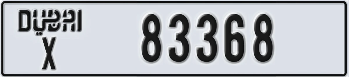 UAE License Plate Dubai X 83368