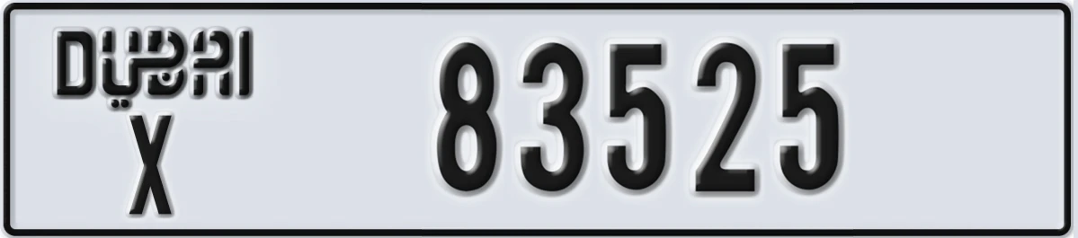 UAE License Plate Dubai X 83525