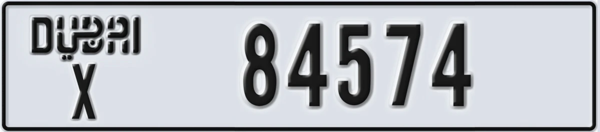 UAE License Plate Dubai X 84574