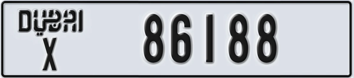 UAE License Plate Dubai X 86188