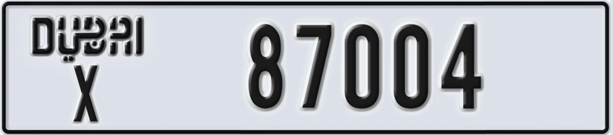 UAE License Plate Dubai X 87004