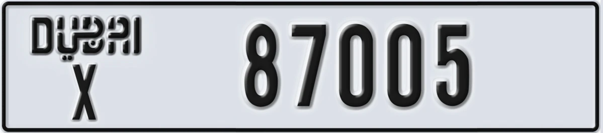 UAE License Plate Dubai X 87005