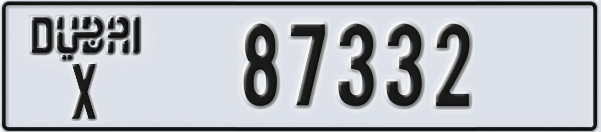UAE License Plate Dubai X 87332