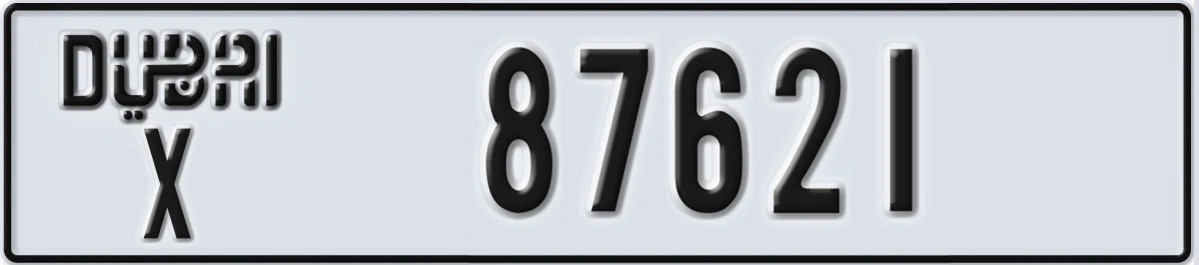 UAE License Plate Dubai X 87621