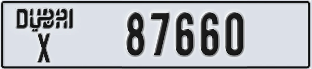 UAE License Plate Dubai X 87660