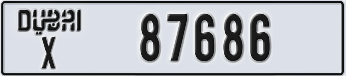 UAE License Plate Dubai X 87686