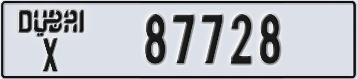 UAE License Plate Dubai X 87728
