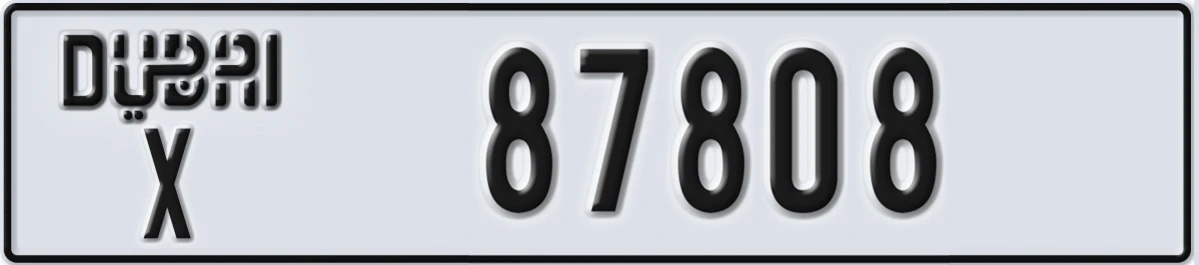 UAE License Plate Dubai X 87808