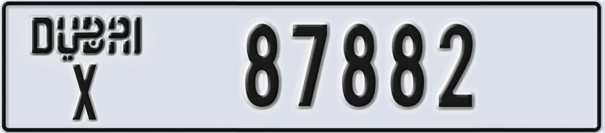 UAE License Plate Dubai X 87882