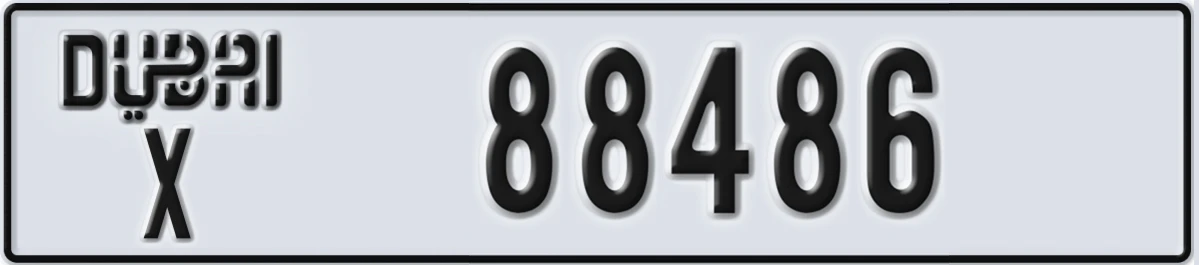 UAE License Plate Dubai X 88486