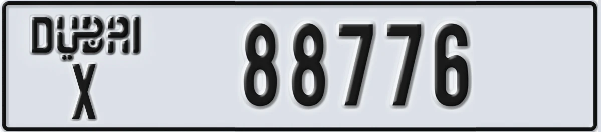 UAE License Plate Dubai X 88776