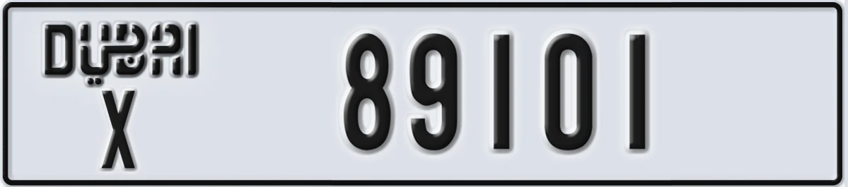 UAE License Plate Dubai X 89101