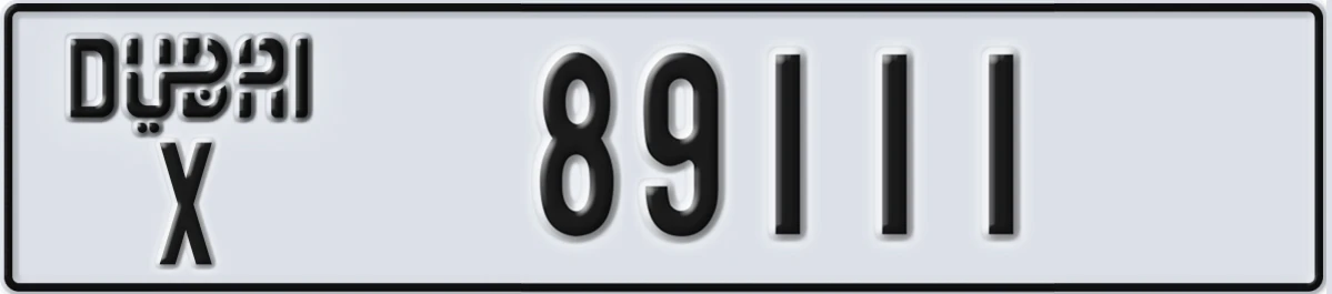 UAE License Plate Dubai X 89111