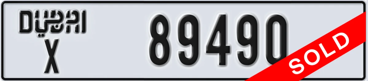 UAE License Plate Dubai X 89490