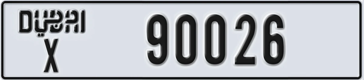 UAE License Plate Dubai X 90026