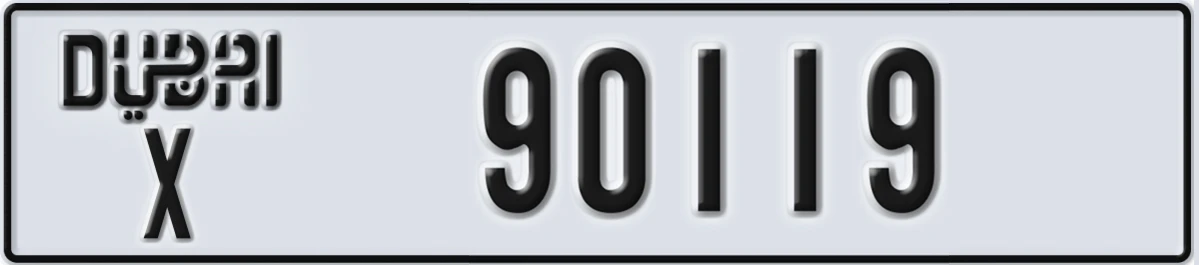 UAE License Plate Dubai X 90119