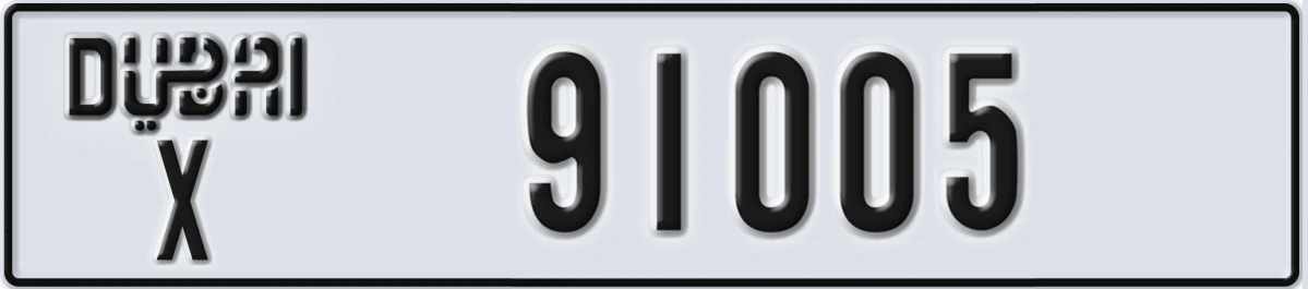 UAE License Plate Dubai X 91005