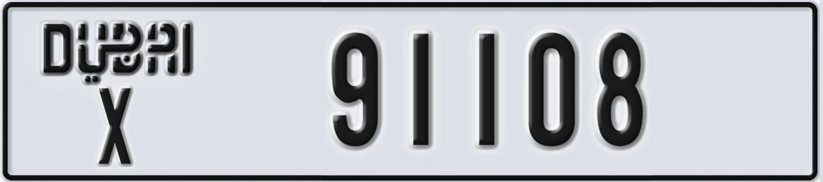 UAE License Plate Dubai X 91108