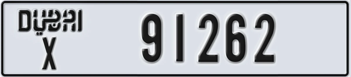 UAE License Plate Dubai X 91262