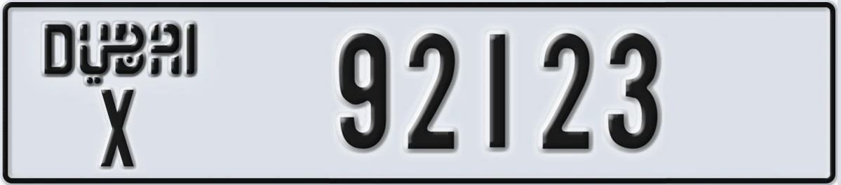 UAE License Plate Dubai X 92123