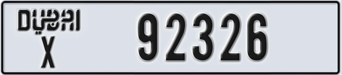 UAE License Plate Dubai X 92326