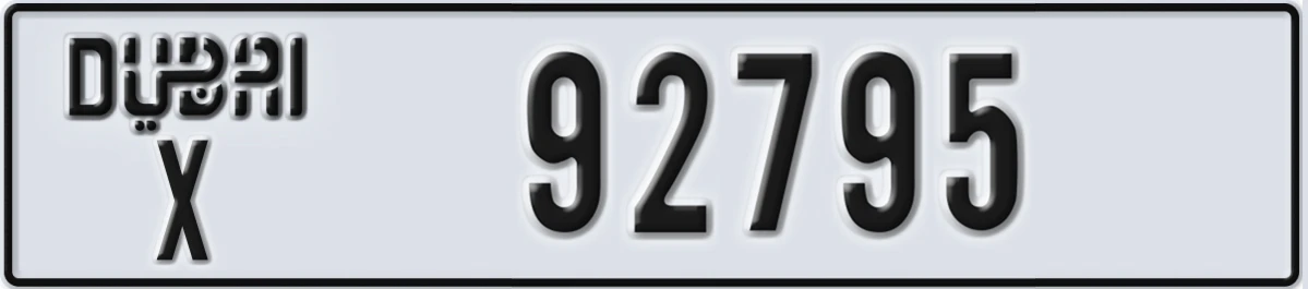 UAE License Plate Dubai X 92795
