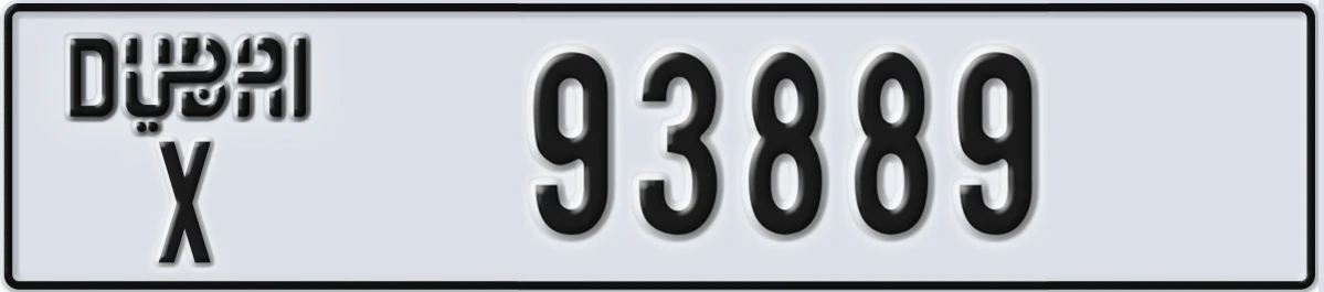 UAE License Plate Dubai X 93889
