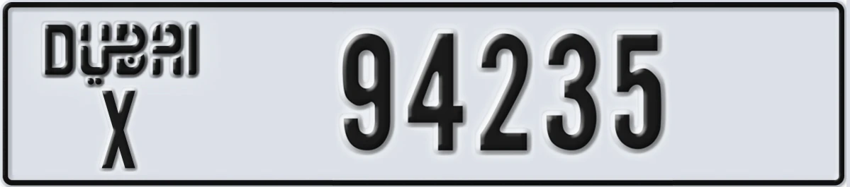 UAE License Plate Dubai X 94235