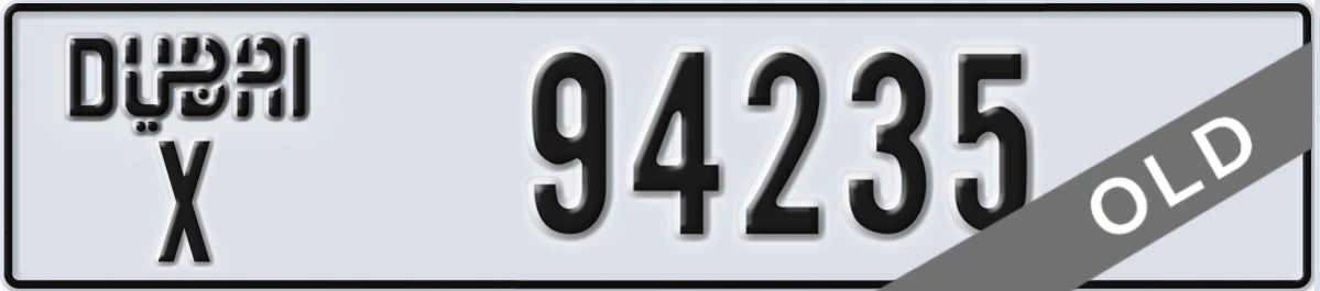 UAE License Plate Dubai X 94235