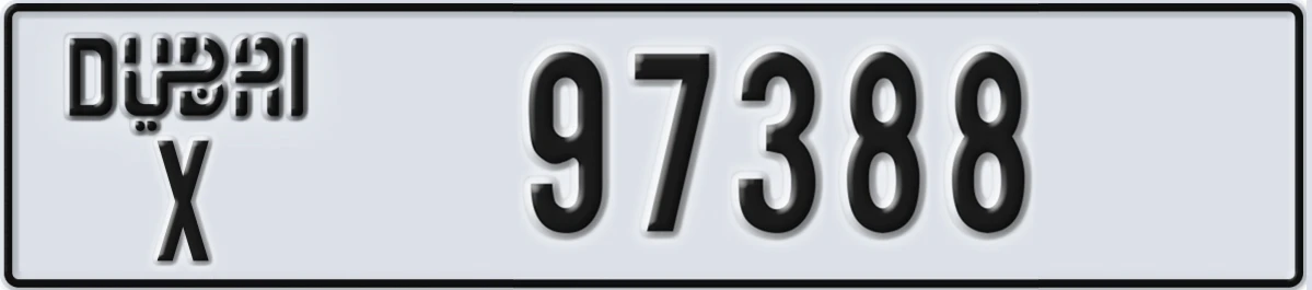 UAE License Plate Dubai X 97388