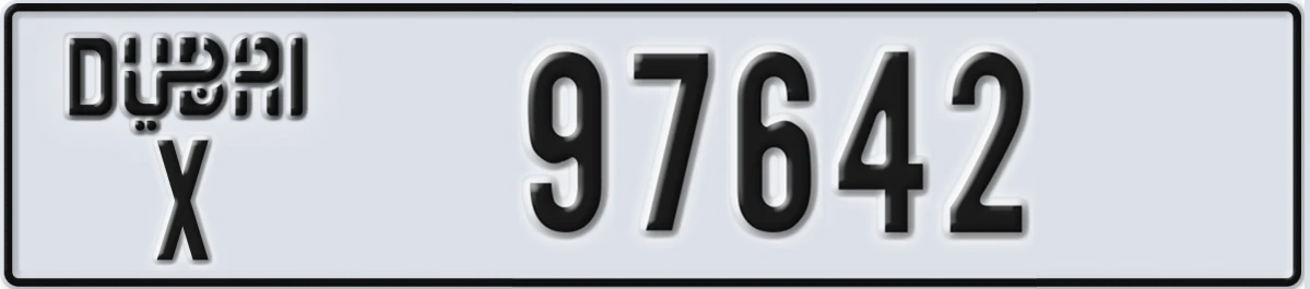 UAE License Plate Dubai X 97642