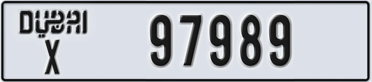 UAE License Plate Dubai X 97989