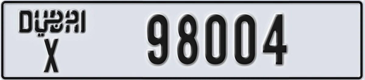 UAE License Plate Dubai X 98004