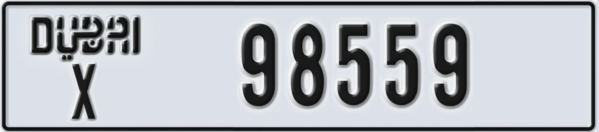 UAE License Plate Dubai X 98559