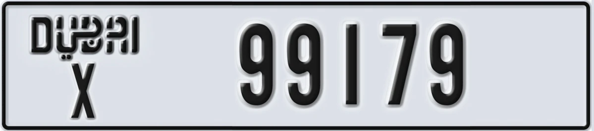 UAE License Plate Dubai X 99179