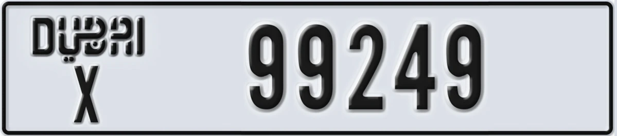 UAE License Plate Dubai X 99249